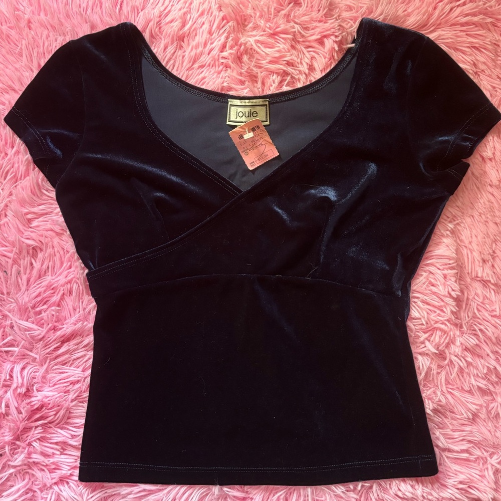 NWT Joule (G + G brand)  sz S blue velvet like top